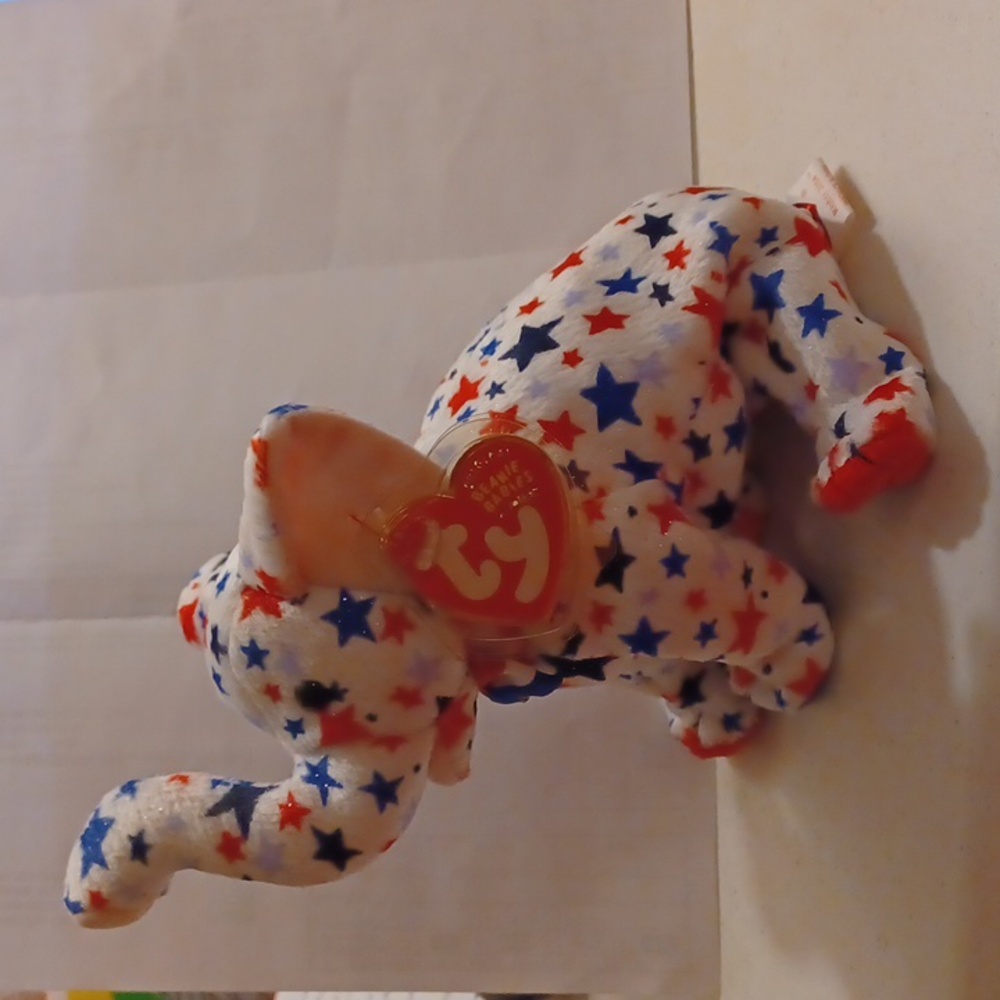 TY Beanie Babies 2004  RIGHTY Plush Elephant RNC Red White Blue